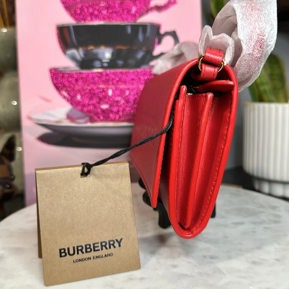 Burberry Logo Embossed Leather Crossbody Wallet